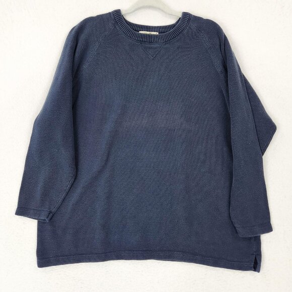 Eddie Bauer Sweater Womens Large Blue Cotton Crew Neck Vintage Knit Pullover - Picture 1 of 11